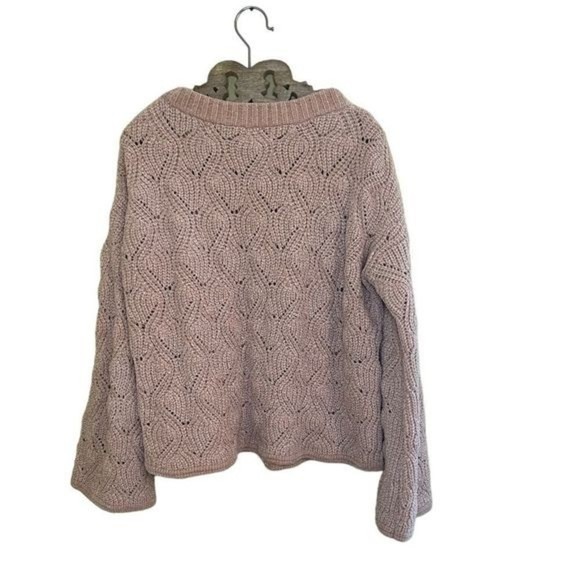 LC Lauren Conrad Brook Beige/Blush Pink Chenille Sweater Bell Sleeve Size Small - Picture 3 of 13